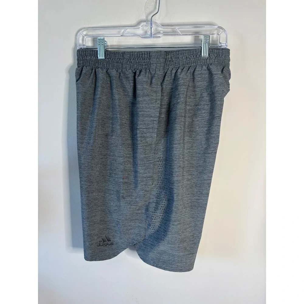 Adidas Mens Training Shorts Grey Heathered Perforated Athletic Gym Size Large
